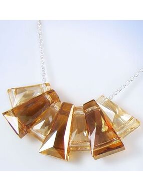 Sterling Silver Topaz-Color Swarovski Elements GEOMETRIC Frontal Necklace